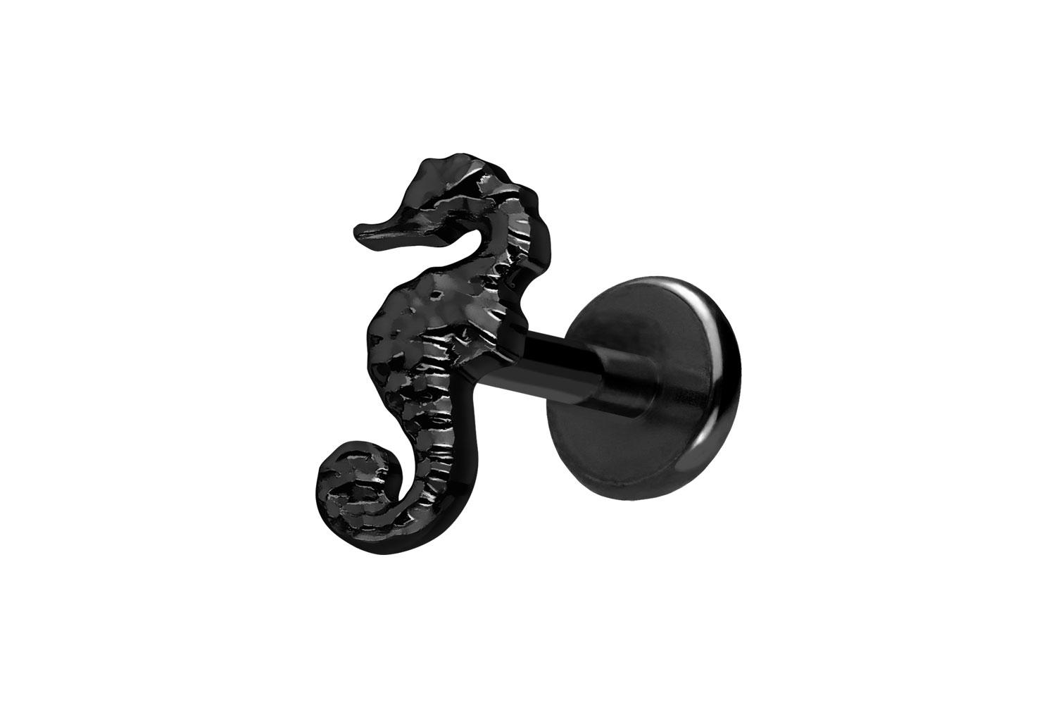 Titan Labret Piercing mit Push Fit SEEPFERDCHEN